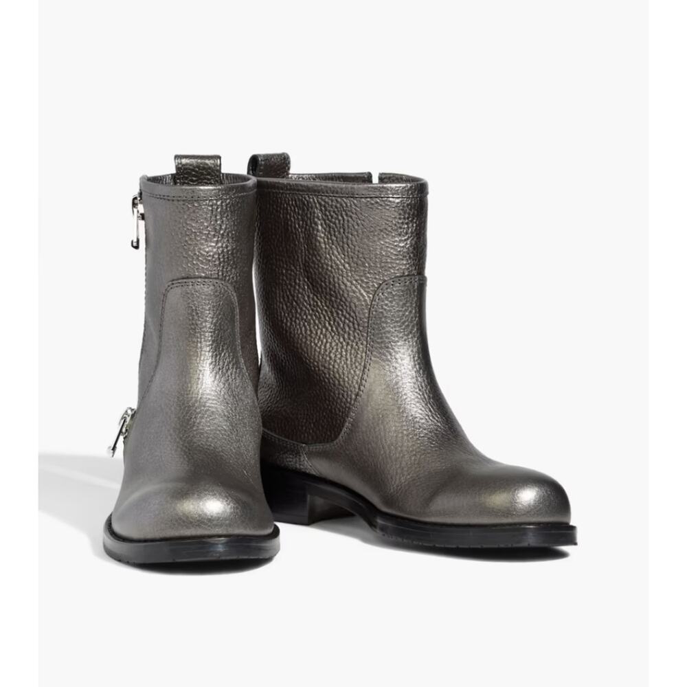 Jimmy Choo Dondo silver metallic pebbled leather boots size EUR 40.5